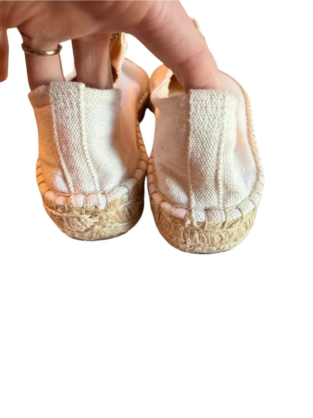 Soludos Classic Smoking Slipper Espadrilles Cream Canvas Size 38 8.5 NEW